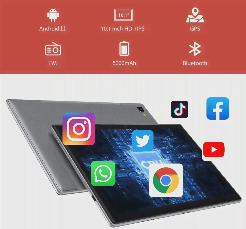 BDF Global Tab G10 Lite 6 ГБ + 128 ГБ (2023 г.) 10,1-дюймовый Android 11.0 Двойная карта 4G WiFi Обучающие планшеты для звонков с поддержкой Обложка Pen (art.: 3920c23300878)-0
